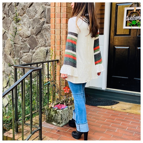 #45 Beautiful Contrast Bell sleeves Tunic Top - Picture 3 of 4